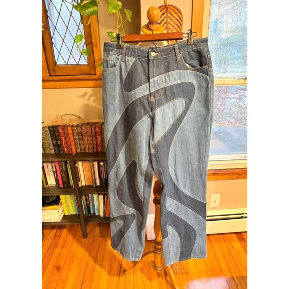 Jaded London Women’s 70’s Style Swirl Patchwork Jeans - Picture 1 of 8